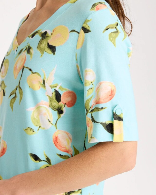 Pima Printed Elbow-Sleeve Tee - image 4